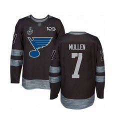 Men's St. Louis Blues #7 Joe Mullen Authentic Black 1917-2017 100th Anniversary 2019 Stanley Cup Final Bound Hockey Jersey
