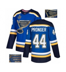 Men's St. Louis Blues #44 Chris Pronger Authentic Royal Blue Fashion Gold 2019 Stanley Cup Final Bound Hockey Jersey