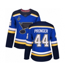 Women's St. Louis Blues #44 Chris Pronger Authentic Royal Blue Home 2019 Stanley Cup Final Bound Hockey Jersey