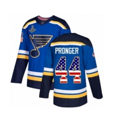 Youth St. Louis Blues #44 Chris Pronger Authentic Blue USA Flag Fashion 2019 Stanley Cup Champions Hockey Jersey