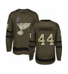 Youth St. Louis Blues #44 Chris Pronger Authentic Green Salute to Service 2019 Stanley Cup Final Bound Hockey Jersey