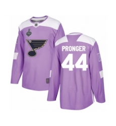 Youth St. Louis Blues #44 Chris Pronger Authentic Purple Fights Cancer Practice 2019 Stanley Cup Final Bound Hockey Jersey