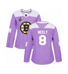 Women's Boston Bruins #8 Cam Neely Authentic Purple Fights Cancer Practice 2019 Stanley Cup Final Bound Hockey Jersey
