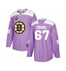 Youth Boston Bruins #67 Jakub Zboril Authentic Purple Fights Cancer Practice 2019 Stanley Cup Final Bound Hockey Jersey