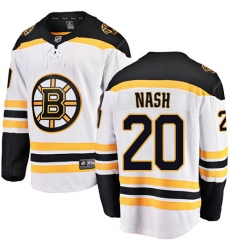 Men's Boston Bruins #20 Riley Nash Authentic White Away Fanatics Branded Breakaway NHL Jersey