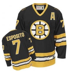 Men's CCM Boston Bruins #7 Phil Esposito Premier Black/Gold Throwback NHL Jersey