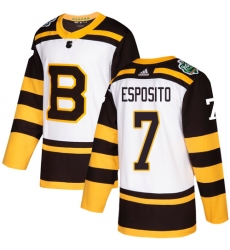 Youth Adidas Boston Bruins #7 Phil Esposito Authentic White 2019 Winter Classic NHL Jersey