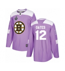 Men's Boston Bruins #12 Adam Oates Authentic Purple Fights Cancer Practice 2019 Stanley Cup Final Bound Hockey Jersey