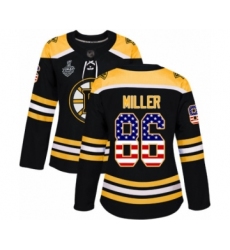 Women's Boston Bruins #86 Kevan Miller Authentic Black USA Flag Fashion 2019 Stanley Cup Final Bound Hockey Jersey