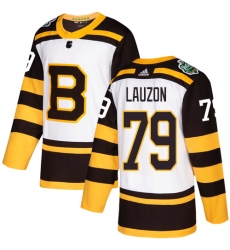 Youth Adidas Boston Bruins #79 Jeremy Lauzon Authentic White 2019 Winter Classic NHL Jersey