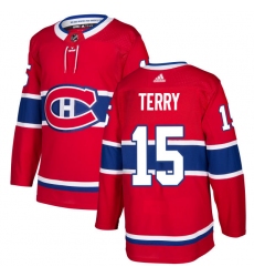 Men's Adidas Montreal Canadiens #15 Chris Terry Authentic Red Home NHL Jersey
