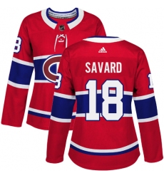 Women's Adidas Montreal Canadiens #18 Serge Savard Authentic Red Home NHL Jersey