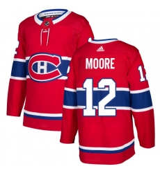 Men's Adidas Montreal Canadiens #12 Dickie Moore Authentic Red Home NHL Jersey