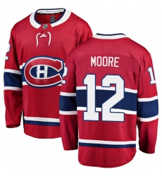 Men's Montreal Canadiens #12 Dickie Moore Authentic Red Home Fanatics Branded Breakaway NHL Jersey