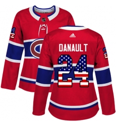 Women's Adidas Montreal Canadiens #24 Phillip Danault Authentic Red USA Flag Fashion NHL Jersey