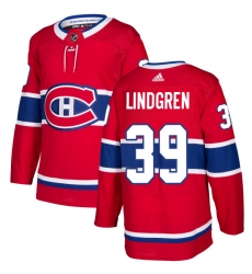 Men's Adidas Montreal Canadiens #39 Charlie Lindgren Premier Red Home NHL Jersey