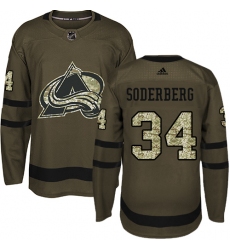 Men's Adidas Colorado Avalanche #34 Carl Soderberg Authentic Green Salute to Service NHL Jersey