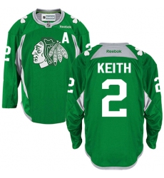 Men's Reebok Chicago Blackhawks #2 Duncan Keith Premier Green Practice NHL Jersey