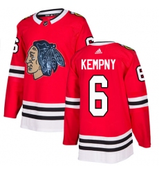 Men's Adidas Chicago Blackhawks #6 Michal Kempny Authentic Red Fashion Gold NHL Jersey