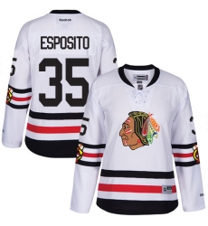 Women's Reebok Chicago Blackhawks #35 Tony Esposito Premier White 2017 Winter Classic NHL Jersey