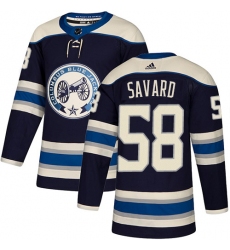 Youth Adidas Columbus Blue Jackets #58 David Savard Authentic Navy Blue Alternate NHL Jersey