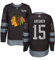 Men's Adidas Chicago Blackhawks #15 Artem Anisimov Authentic Black 1917-2017 100th Anniversary NHL Jersey
