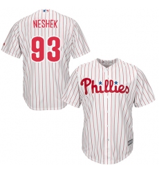Youth Majestic Philadelphia Phillies #93 Pat Neshek Replica White/Red Strip Home Cool Base MLB Jersey