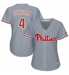 Women's Majestic Philadelphia Phillies #4 Lenny Dykstra Replica Grey Road Cool Base MLB Jersey
