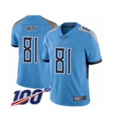 Men's Tennessee Titans #81 Jonnu Smith Light Blue Alternate Vapor Untouchable Limited Player 100th Season Football Jersey