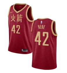 Men's Nike Houston Rockets #42 Nene Swingman Red NBA Jersey - 2018 19 City Edition