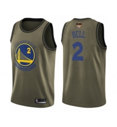 Men's Golden State Warriors #2 Jordan Bell Swingman Green Salute to Service 2019 Basketball Finals Bound Basketball Jersey