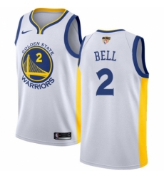 Men's Nike Golden State Warriors #2 Jordan Bell Authentic White Home 2018 NBA Finals Bound NBA Jersey - Association Edition