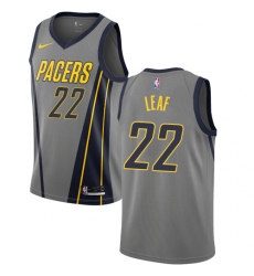 Men's Nike Indiana Pacers #22 T. J. Leaf Swingman Gray NBA Jersey - City Edition