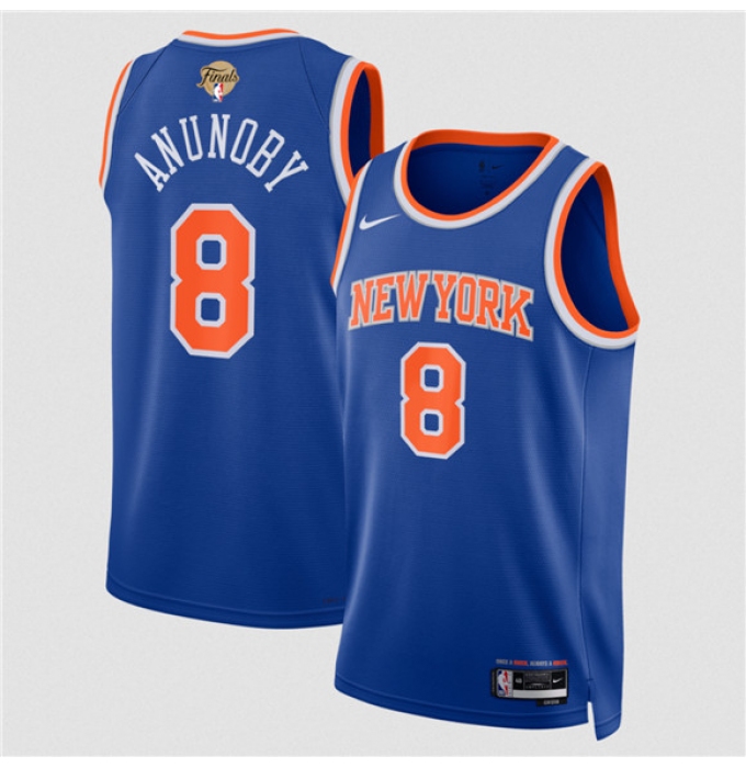 Men's New Yok Knicks #8 OG Anunoby Blue 2026 Finals Icon Edition Stitched Basketball Jersey