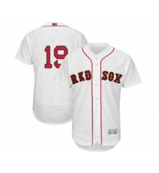 Men's Boston Red Sox #19 Jackie Bradley Jr White 2019 Gold Program Flex Base Authentic Collection Baseball Jersey