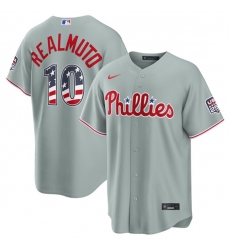 Men's Philadelphia Phillies #10 J.T. Realmuto Gray USA 250 Fourth of July Home Stitched Baseball Jersey