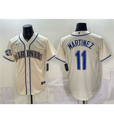 Men's Seattle Mariners #11 Edgar Martinez Cream 50th Anniversary Stitched Baseball Jersey