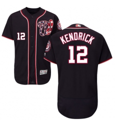 Men's Majestic Washington Nationals #12 Howie Kendrick Navy Blue Alternate Flex Base Authentic Collection MLB Jersey