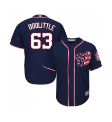 Men's Washington Nationals #63 Sean Doolittle Replica Navy Blue Alternate 2 Cool Base Baseball Jersey
