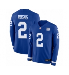 Men's Nike New York Giants #2 Aldrick Rosas Limited Royal Blue Therma Long Sleeve NFL Jersey