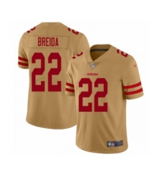 Men's San Francisco 49ers #22 Matt Breida Limited Gold Inverted Legend Football Jersey