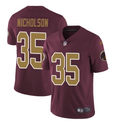 Youth Nike Washington Redskins #35 Montae Nicholson Burgundy Red/Gold Number Alternate 80TH Anniversary Vapor Untouchable Limited Player NFL Jersey