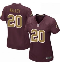 Women's Nike Washington Redskins #20 Rob Kelley Game Burgundy Red/Gold Number Alternate 80TH Anniversary NFL Jersey