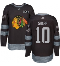 Men's Adidas Chicago Blackhawks #10 Patrick Sharp Authentic Black 1917-2017 100th Anniversary NHL Jersey