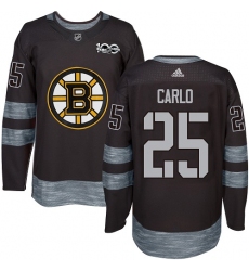 Men's Adidas Boston Bruins #25 Brandon Carlo Premier Black 1917-2017 100th Anniversary NHL Jersey