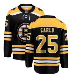 Youth Boston Bruins #25 Brandon Carlo Authentic Black Home Fanatics Branded Breakaway NHL Jersey