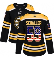 Women's Adidas Boston Bruins #59 Tim Schaller Authentic Black USA Flag Fashion NHL Jersey