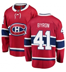 Men's Montreal Canadiens #41 Paul Byron Authentic Red Home Fanatics Branded Breakaway NHL Jersey