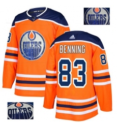 Men's Adidas Edmonton Oilers #83 Matt Benning Authentic Orange Fashion Gold NHL Jersey