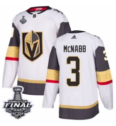 Women's Adidas Vegas Golden Knights #3 Brayden McNabb Authentic White Away 2018 Stanley Cup Final NHL Jersey